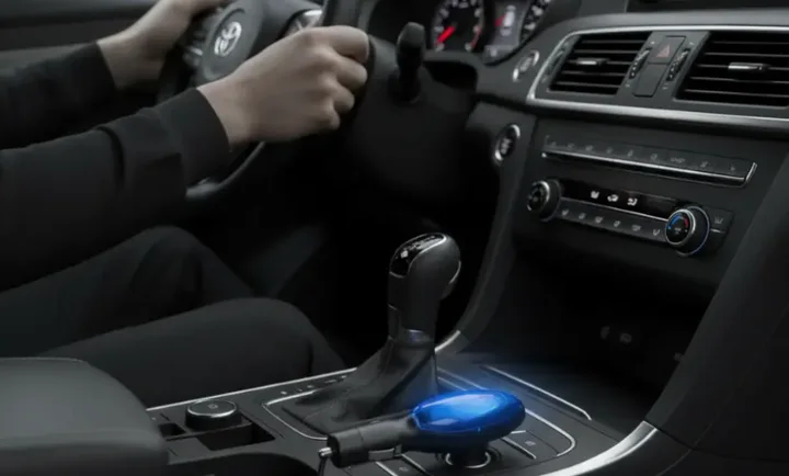 FuelMaster device being plugged into a car's 12V socket